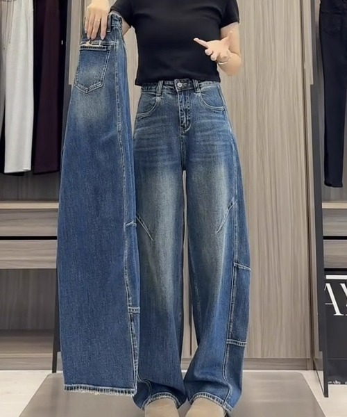 REBALANCE(リバランス)の「レディースワイドレッグパンツ(デニムパンツ・レディース・A・LARGE/MEDIUM/SMALL)」の7枚目の写真