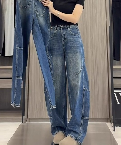 REBALANCE(リバランス)の「レディースワイドレッグパンツ(デニムパンツ・レディース・A・LARGE/MEDIUM/SMALL)」の2枚目の写真