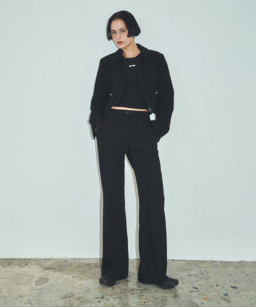 CITTA(シータ)の「ツイルストライプセミフレアスラックス_CTB538(ブラック)(スラックス・レディース・ブラック・SMALL/MEDIUM/LARGE)」の1枚目の写真