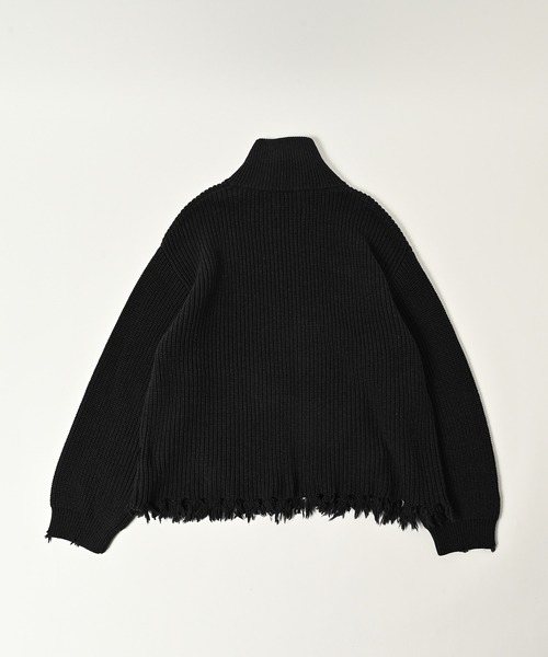 ADAM PATEK(アダムパテック)の「【ADAMPATEK/アダムパテック】cotton wool damaged driver’s knit ドライバーズニット(ニット/セーター・メンズ・グレー/ブラック・2/1)」の3枚目の写真