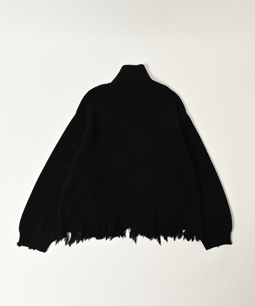 ADAM PATEK(アダムパテック)の「【ADAMPATEK/アダムパテック】cotton wool damaged driver’s knit ドライバーズニット(ニット/セーター・メンズ・グレー/ブラック・2/1)」の5枚目の写真