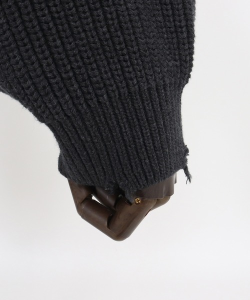 ADAM PATEK(アダムパテック)の「【ADAMPATEK/アダムパテック】cotton wool damaged driver’s knit ドライバーズニット(ニット/セーター・メンズ・グレー/ブラック・2/1)」の18枚目の写真