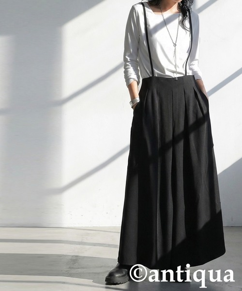 antiqua(アンティカ)の「長袖 綿100 斜めネック ロンT(Tシャツ/カットソー・レディース・スミクロ/ネイビー/オフホワイト/ブラック/カーキ・M/L/XL)」の9枚目の写真
