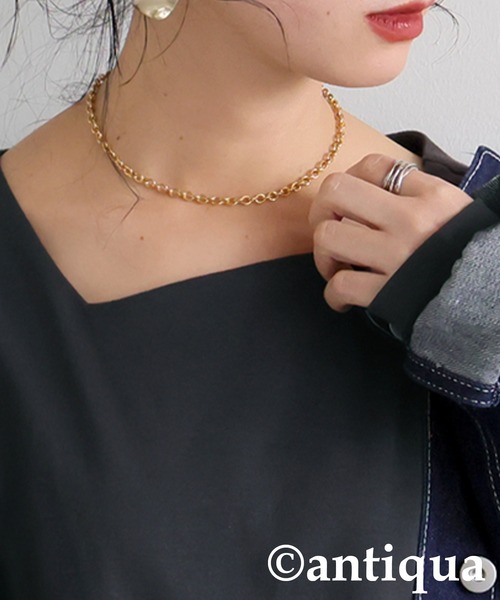 antiqua(アンティカ)の「長袖 綿100 斜めネック ロンT(Tシャツ/カットソー・レディース・スミクロ/ネイビー/オフホワイト/ブラック/カーキ・M/L/XL)」の17枚目の写真