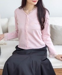 CLEAR BASIC | レース付きカーディガン[オフィスカジュアル 着回し抜群 ガーリー]≪AW新作≫(カーディガン/ボレロ)