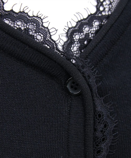 CLEAR BASIC（クリアベーシック）の「レース付きカーディガン[オフィスカジュアル 着回し抜群 ガーリー]≪AW新作≫（カーディガン/ボレロ・レディース・アイボリー/ブラック/ピンク・F）」の11枚目の写真