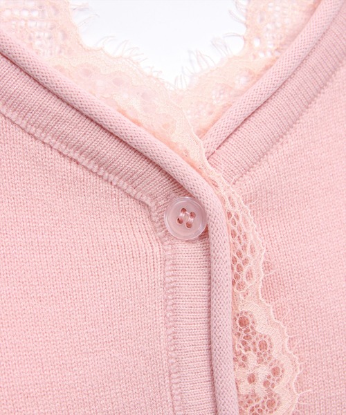 CLEAR BASIC（クリアベーシック）の「レース付きカーディガン[オフィスカジュアル 着回し抜群 ガーリー]≪AW新作≫（カーディガン/ボレロ・レディース・アイボリー/ブラック/ピンク・F）」の13枚目の写真