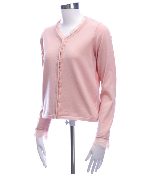 CLEAR BASIC（クリアベーシック）の「レース付きカーディガン[オフィスカジュアル 着回し抜群 ガーリー]≪AW新作≫（カーディガン/ボレロ・レディース・アイボリー/ブラック/ピンク・F）」の14枚目の写真