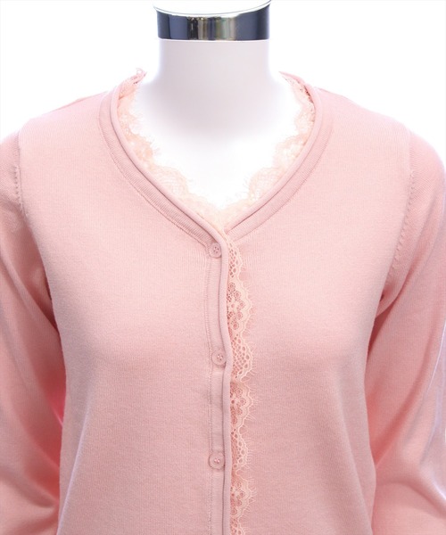 CLEAR BASIC（クリアベーシック）の「レース付きカーディガン[オフィスカジュアル 着回し抜群 ガーリー]≪AW新作≫（カーディガン/ボレロ・レディース・アイボリー/ブラック/ピンク・F）」の18枚目の写真