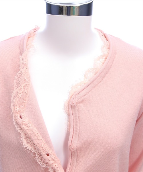 CLEAR BASIC（クリアベーシック）の「レース付きカーディガン[オフィスカジュアル 着回し抜群 ガーリー]≪AW新作≫（カーディガン/ボレロ・レディース・アイボリー/ブラック/ピンク・F）」の19枚目の写真