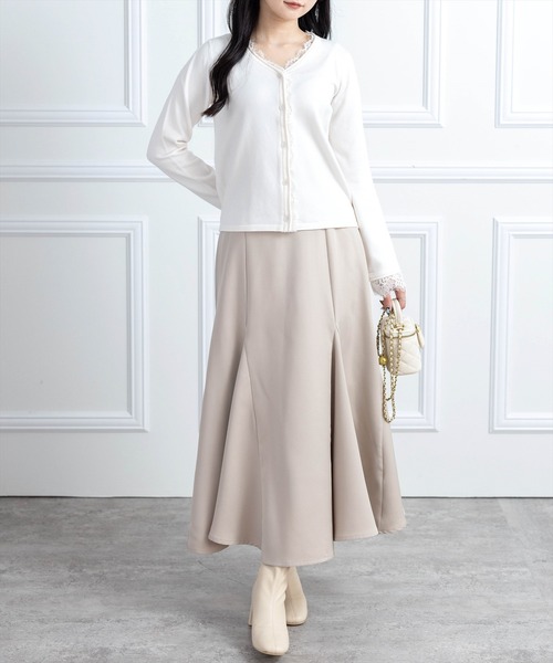 CLEAR BASIC（クリアベーシック）の「レース付きカーディガン[オフィスカジュアル 着回し抜群 ガーリー]≪AW新作≫（カーディガン/ボレロ・レディース・アイボリー/ブラック/ピンク・F）」の7枚目の写真