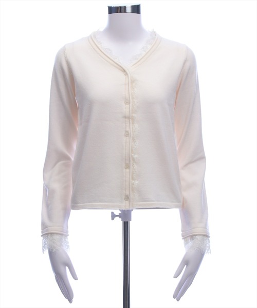 CLEAR BASIC（クリアベーシック）の「レース付きカーディガン[オフィスカジュアル 着回し抜群 ガーリー]≪AW新作≫（カーディガン/ボレロ・レディース・アイボリー/ブラック/ピンク・F）」の22枚目の写真