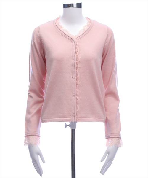 CLEAR BASIC（クリアベーシック）の「レース付きカーディガン[オフィスカジュアル 着回し抜群 ガーリー]≪AW新作≫（カーディガン/ボレロ・レディース・アイボリー/ブラック/ピンク・F）」の21枚目の写真