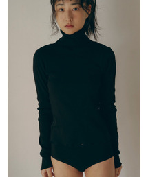 Ribbed organic cotton turtleneck in black