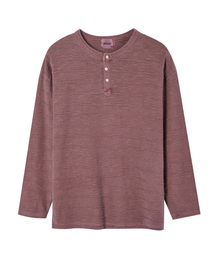 AKECII（アケシ）の「チェーンピグダイングヘンリーネックロングスリーブ_ワイン（Tシャツ/カットソー）」