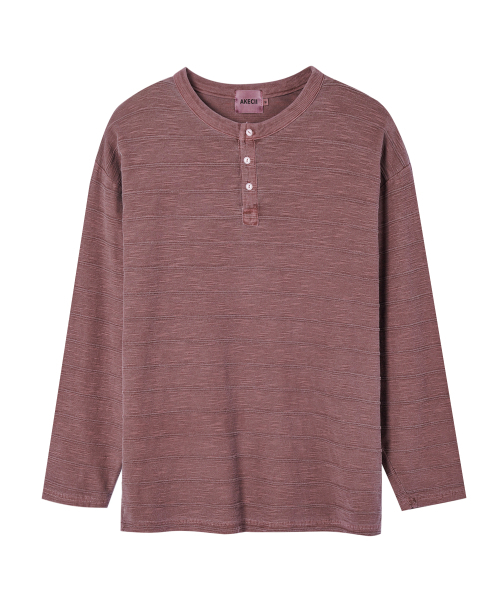 AKECII(アケシ)の「チェーンピグダイングヘンリーネックロングスリーブ_ワイン(Tシャツ/カットソー・メンズ・その他・LARGE/MEDIUM)」の1枚目の写真