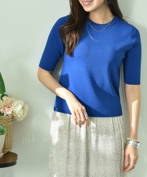 INTERPLANET（インタープラネット）の「【マシーンウォッシャブル・ＵＶ・接触冷感】ハーフスリーブニット（ニット/セーター）」