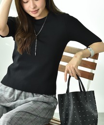 INTERPLANET（インタープラネット）の「【マシーンウォッシャブル・ＵＶ・接触冷感】ハーフスリーブニット（ニット/セーター）」