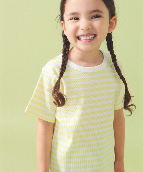 こども ビームス（コドモビームス）の「テレコ ボーダー ショートスリーブ Tシャツ 2026SS（90～140cm）（Tシャツ/カットソー・キッズ・イエロー/サックスブルー/レッド系その他7・140/130/120/110/100/90）」の3枚目の写真