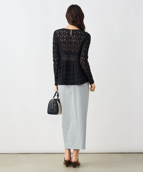 NOLLEY’S Sophi(ノーリーズソフィ)の「ウォッシャブルストライプドレープタイトスカート(スカート・レディース・ブルー系その他6/ブラック系その他・38/36)」の19枚目の写真