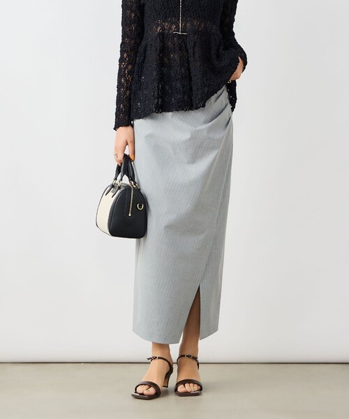 NOLLEY’S Sophi(ノーリーズソフィ)の「ウォッシャブルストライプドレープタイトスカート(スカート・レディース・ブルー系その他6/ブラック系その他・38/36)」の20枚目の写真