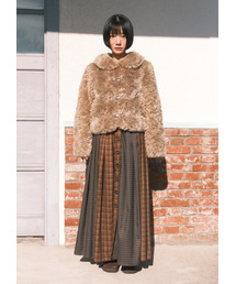 Mix Check Maxi Skirt / Brown