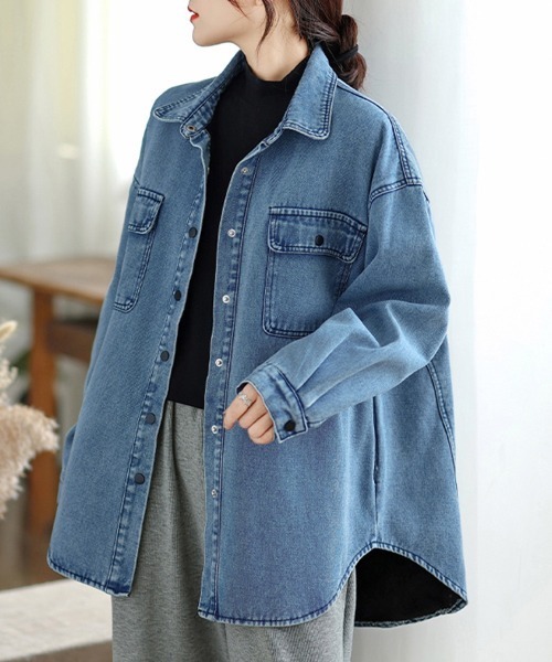 セール】裏起毛デニムシャツジャケット（デニムジャケット）｜ONEP