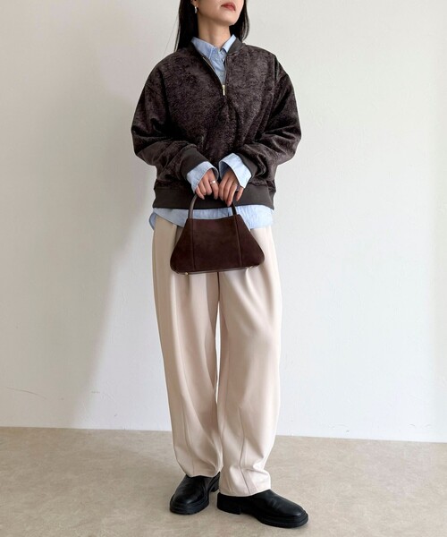 fredy emue（フレディエミュ）の「モールニットソーハーフジッププルオーバー（Tシャツ/カットソー・レディース・チャコールグレー/アイボリー/カーキ・38）」の7枚目の写真