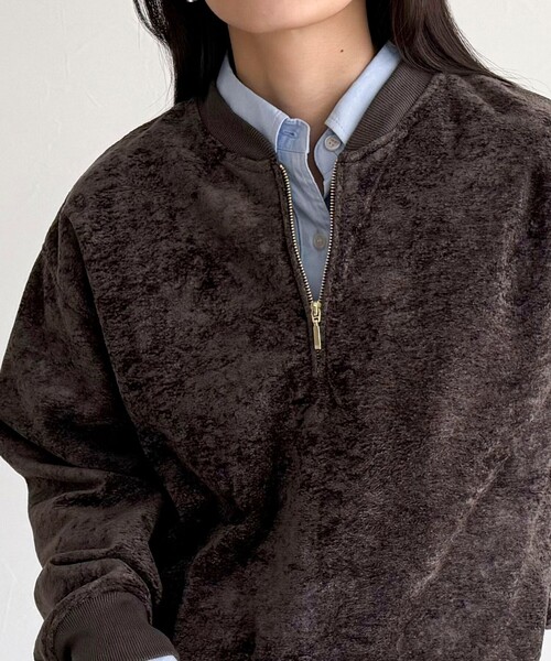 fredy emue（フレディエミュ）の「モールニットソーハーフジッププルオーバー（Tシャツ/カットソー・レディース・チャコールグレー/アイボリー/カーキ・38）」の9枚目の写真