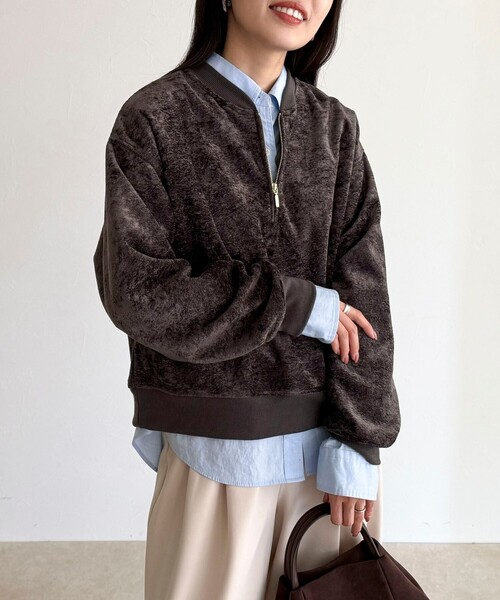 fredy emue（フレディエミュ）の「モールニットソーハーフジッププルオーバー（Tシャツ/カットソー・レディース・チャコールグレー/アイボリー/カーキ・38）」の10枚目の写真