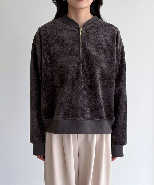 fredy emue（フレディエミュ）の「モールニットソーハーフジッププルオーバー（Tシャツ/カットソー・レディース・チャコールグレー/アイボリー/カーキ・38）」の12枚目の写真
