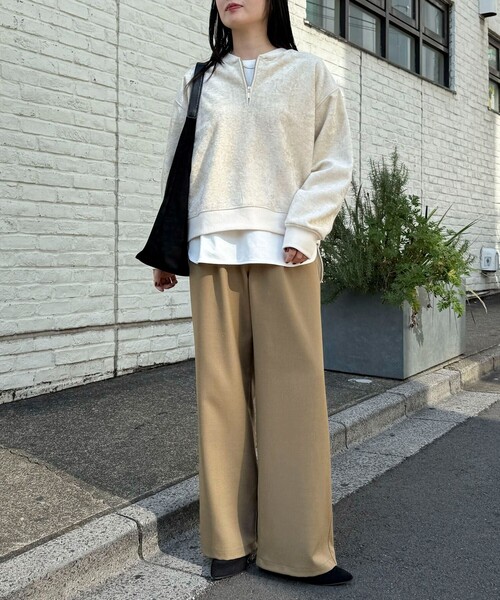 fredy emue（フレディエミュ）の「モールニットソーハーフジッププルオーバー（Tシャツ/カットソー・レディース・チャコールグレー/アイボリー/カーキ・38）」の19枚目の写真