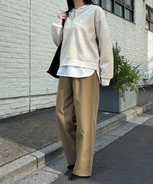 fredy emue（フレディエミュ）の「モールニットソーハーフジッププルオーバー（Tシャツ/カットソー・レディース・チャコールグレー/アイボリー/カーキ・38）」の20枚目の写真