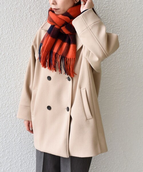 SHIPS Colors:〈手洗い可能〉ジャージーメルトン ピーコート 2