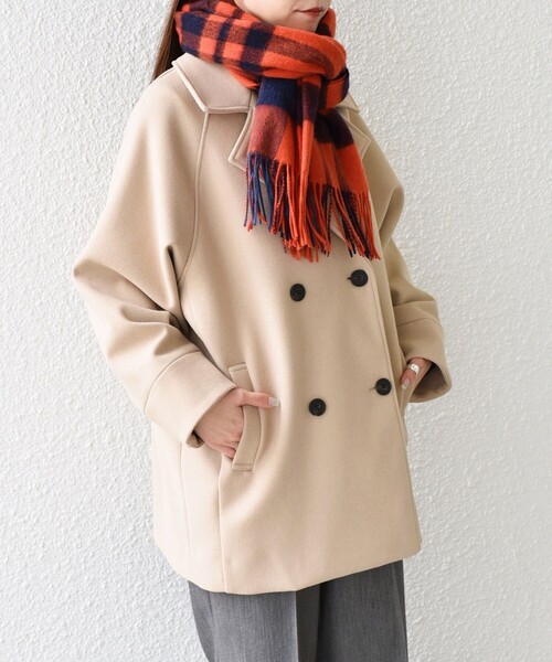 SHIPS Colors:〈手洗い可能〉ジャージーメルトン ピーコート 2