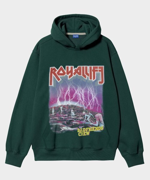 ROYALLIFE(ロイヤルライフ)の「RLPH3006 バッドフレンズ メタル クルー 裏起毛 フードパーカー - グリーン(パーカー・レディース・グリーン・LARGE/MEDIUM/SMALL/X-LARGE)」の2枚目の写真