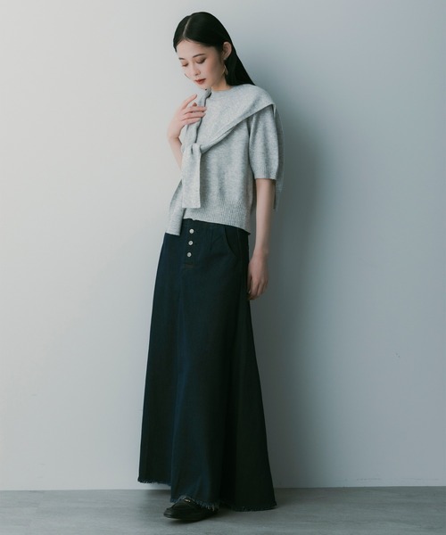 SERENO(セレーノ)の「ボウタイデザインソフトニット(ニット/セーター・レディース・ダークブラウン/ライトグレー/ダークグレー/オフホワイト・ONESIZE)」の13枚目の写真