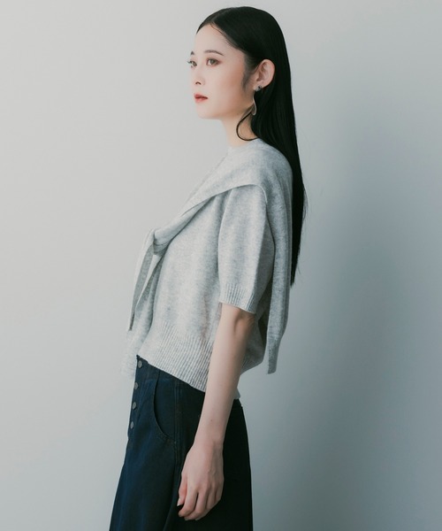 SERENO(セレーノ)の「ボウタイデザインソフトニット(ニット/セーター・レディース・ダークブラウン/ライトグレー/ダークグレー/オフホワイト・ONESIZE)」の14枚目の写真