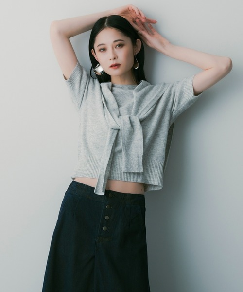 SERENO(セレーノ)の「ボウタイデザインソフトニット(ニット/セーター・レディース・ダークブラウン/ライトグレー/ダークグレー/オフホワイト・ONESIZE)」の16枚目の写真