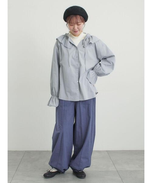 Samansa Mos2(サマンサ モスモス)の「フリル襟ブラウス(シャツ/ブラウス・レディース・キナリ/サックスブルー/ブラック・F)」の22枚目の写真