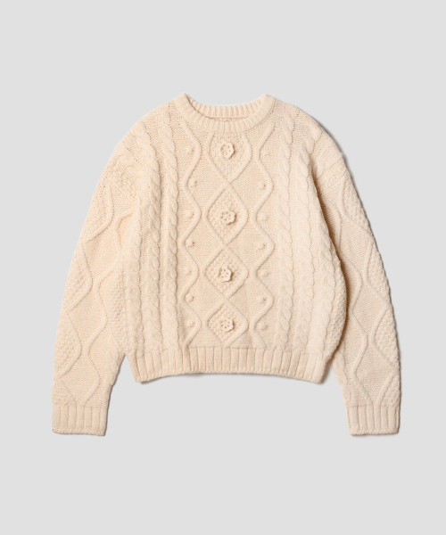 TTUDEMENT(トュードメント)の「CHUNKY CABLE KNIT IVORY(ニット/セーター・レディース・その他・FREE)」の1枚目の写真