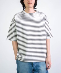 RINEN（リネン）の「[RINEN] 引き揃え天竺ボーダー 半袖ボートネック（Tシャツ/カットソー）」