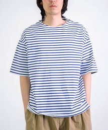 RINEN（リネン）の「[RINEN] 引き揃え天竺ボーダー 半袖ボートネック（Tシャツ/カットソー）」