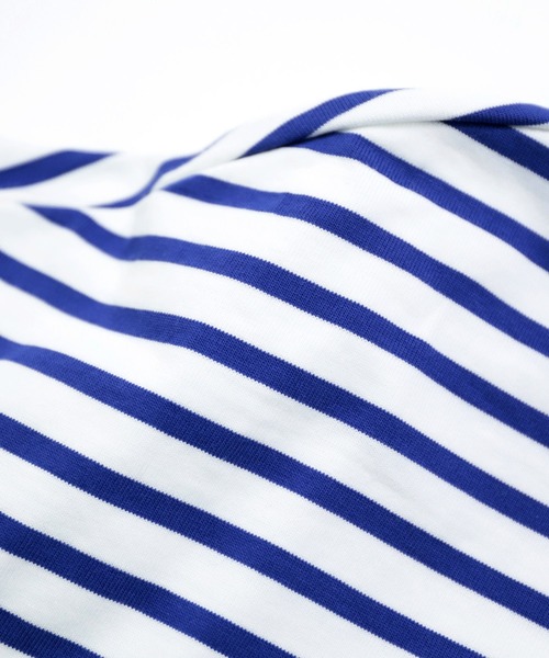 RINEN（リネン）の「[RINEN] 引き揃え天竺ボーダー 半袖ボートネック（Tシャツ/カットソー・メンズ・グレー系その他/ブルー系その他・2/3）」の6枚目の写真