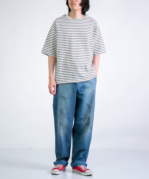 RINEN（リネン）の「[RINEN] 引き揃え天竺ボーダー 半袖ボートネック（Tシャツ/カットソー・メンズ・グレー系その他/ブルー系その他・2/3）」の8枚目の写真
