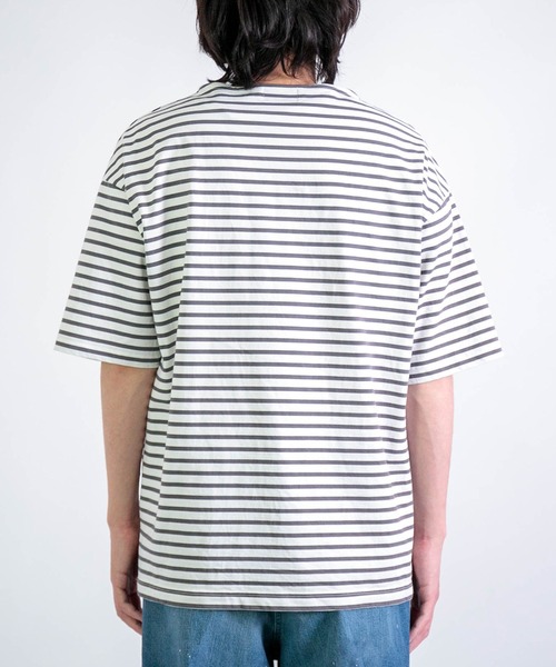 RINEN（リネン）の「[RINEN] 引き揃え天竺ボーダー 半袖ボートネック（Tシャツ/カットソー・メンズ・グレー系その他/ブルー系その他・2/3）」の12枚目の写真