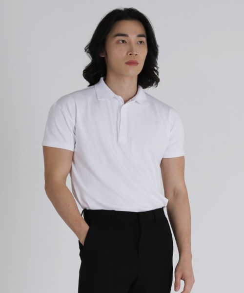 BOASTFIT(ボストピット)の「シグニチャーコットンモーダルマッスルフィットカラーTシャツポールホワイト(ポロシャツ・メンズ・その他・L/2XL/XL)」の1枚目の写真