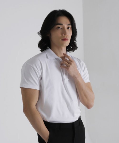 BOASTFIT(ボストピット)の「シグニチャーコットンモーダルマッスルフィットカラーTシャツポールホワイト(ポロシャツ・メンズ・その他・L/2XL/XL)」の3枚目の写真