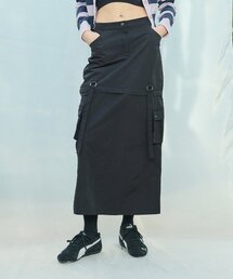 L9 2-WAY NYLON LONG SKIRT(BLACK)