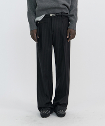 WINDER（ワインダー）の「PULLER STRIPE WOOL TROUSERS - BLACK（スラックス）」